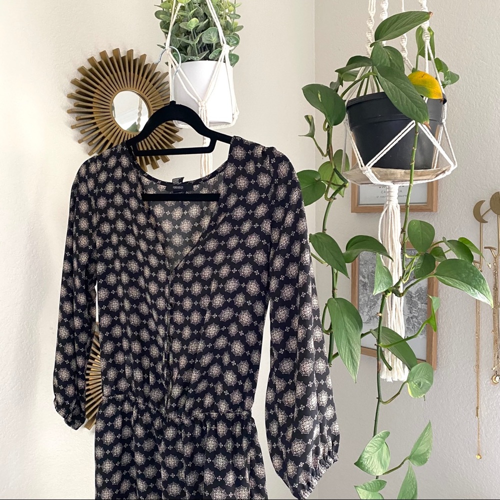 Forever 21 patterned long sleeve romper